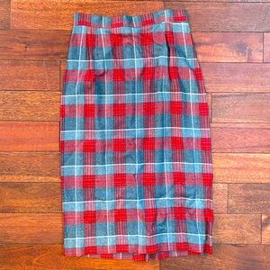 Vintage Plaid Pencil Skirt